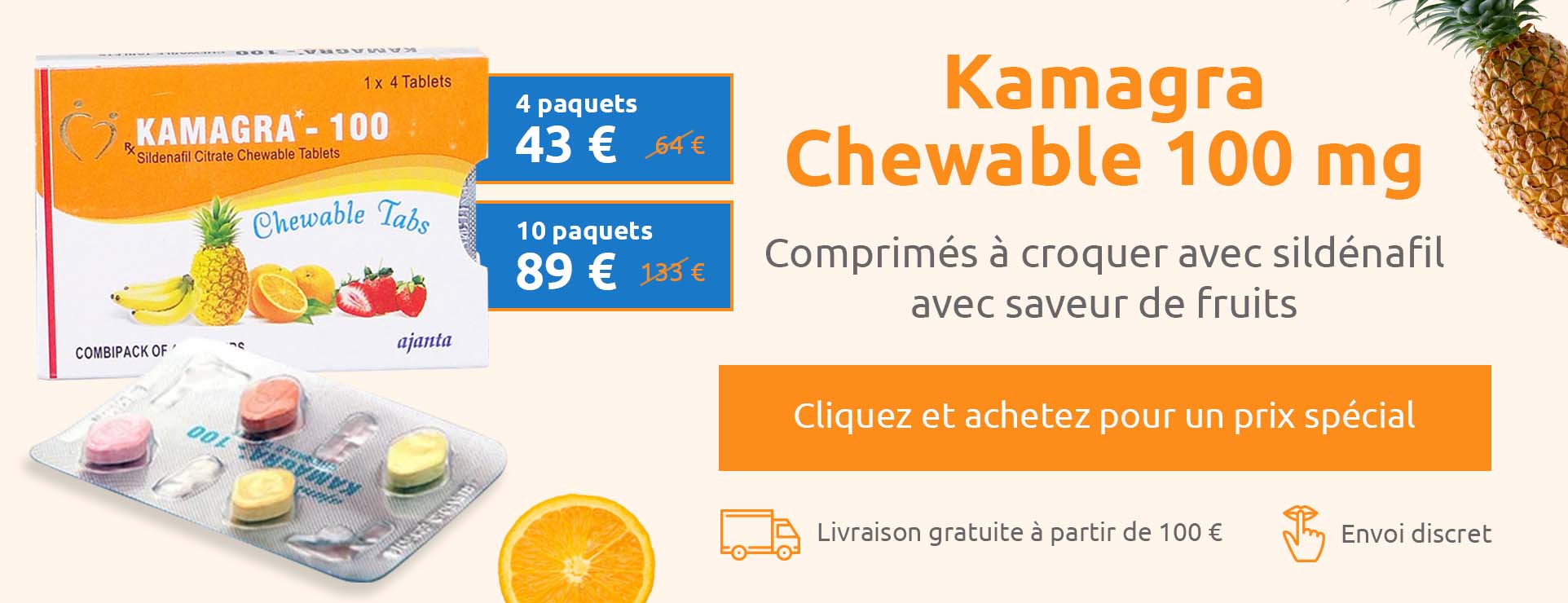 Kamagra Chewable 100 mg Sildenafil – offre spéciale