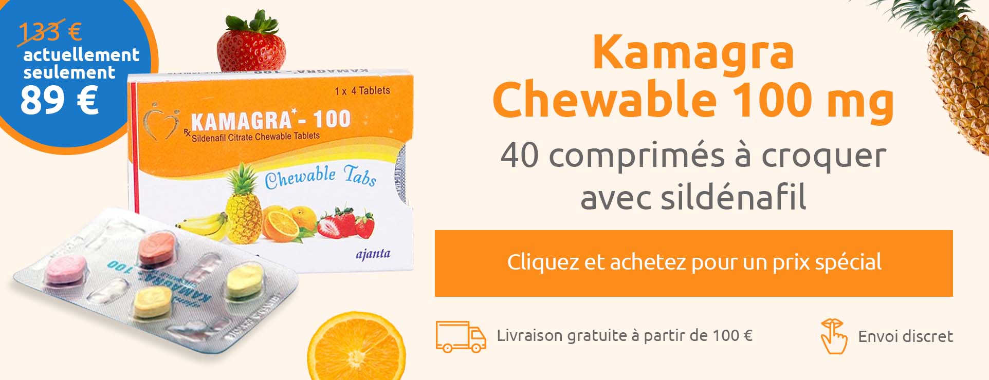 Kamagra Chewable 100 mg Sildenafil – offre spéciale