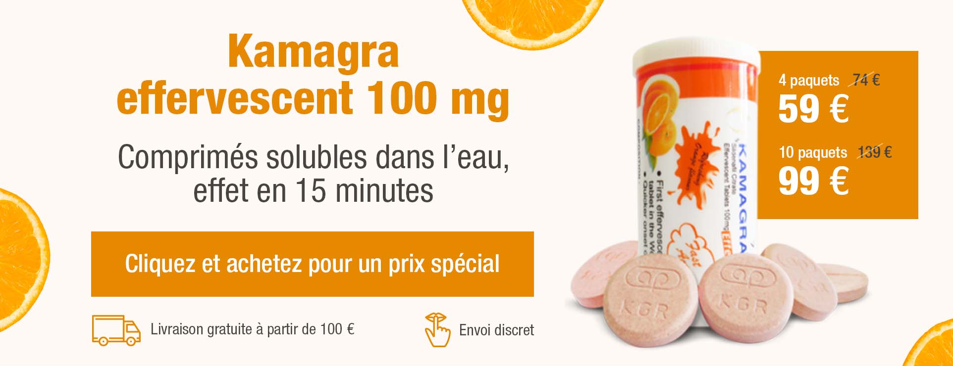 Kamagra Effervescent 100mg Sildenafil – offre spéciale